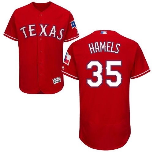 Rangers #35 Cole Hamels Red Flexbase Authentic Collection Stitched MLB Jersey - Click Image to Close